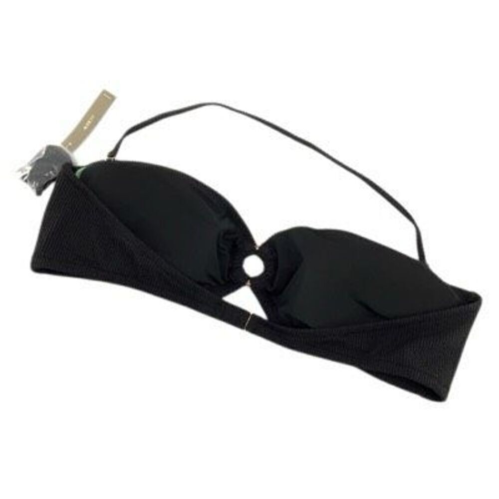J. Crew Black Heritage Textured O-Ring Bandeau Bikini Top Swimsuit Size 3X NWT